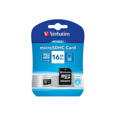 Verbatim paměťová karta Micro Secure Digital Card Premium, 16GB, micro SDHC, 44082, UHS-I U1 (Cl