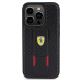Ferrari Carbon Grip Stand Kryt pre iPhone 15 Pro, Čierny