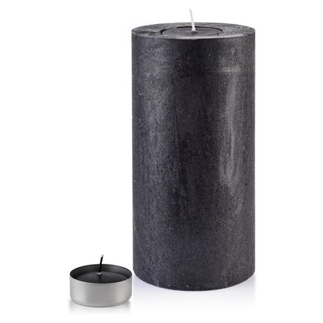 Stredný svietnik rustikálny 24 cm čierny