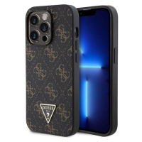 Guess PU Leather 4G Triangle Metal Logo Zadný Kryt pre iPhone 14 Pro Black