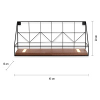 Nástenná svetelná tabuľa LED s drevenou policou, 45x15cm