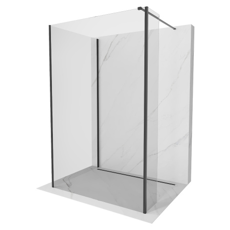 Mexen Kioto, 3-stenová sprchová zástena Walk-In Walk-in 120 x 80 x 40 cm, 8mm číre sklo, čierny 