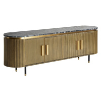 Estila Art deco glamour oválny TV stolík Chamoix v zlatom prevedení s kovovou konštrukciou a čie