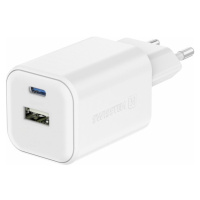 SWISSTEN SIEŤOVÝ ADAPTÉR GaN 1x USB-C 45W PD + 1x USB-A 18W QC BIELÝ