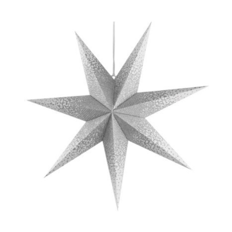 Vánoční papírová hvězda LUNA stříbrné třpytky 60 cm bílá EMOS