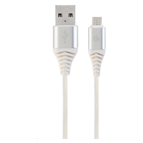 Kabel CABLEXPERT CC-USB2B-AMmBM-2M-BW2 USB 2.0 AM na MicroUSB (AM/BM), 2m, opletený, bílo-stříbr