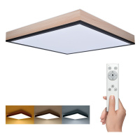 Solight LED ceiling lighting with remote control, square, wood decor, 3000lm, 40W, 45x45cm