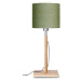 Stolová lampa so zeleným tienidlom a konštrukciou z bambusu Good&Mojo Fuji
