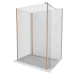 MEXEN/S - Kioto Sprchová zástena WALK-IN 90 x 90 x 40 cm, transparent, meď kartáčovaná 800-090-0