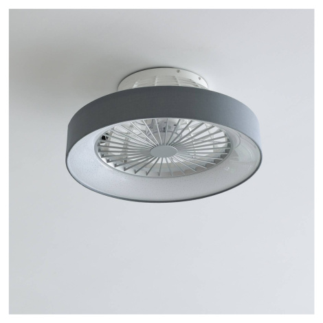 Stropný ventilátor Lindby LED Mace, sivý, tichý, CCT