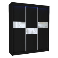 Expedo Skriňa s posuvnými dverami ADRIANA, 180x216x61, čierna/biele sklo