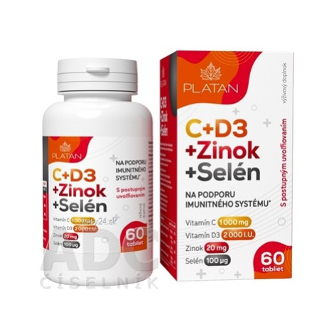 PLATAN Vitamín C+D3+Zinok+Selén 60 tbl