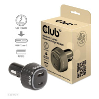 Club3D Auto nabíjačka pre Notebooky 63W, 2 porty (USB-A + USB-C)