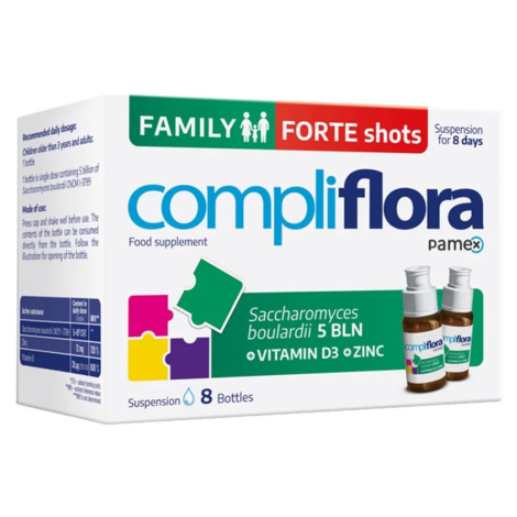 Compliflora Family Forte shots suspenzia vo fľaštičkách broskyňová príchuť 80 ml