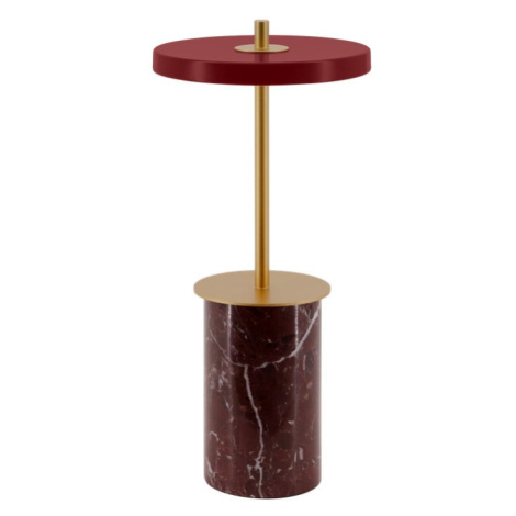 Červená mramorová LED stolová lampa so stmievačom s kovovým tienidlom (výška  25,5 cm) Asteria M UMAGE