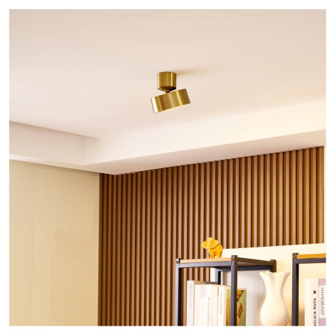 Lindby LED reflektor Nivoria, zlatá farba, otočný, hliník
