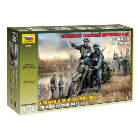 Model Kit military 3632 - German R-12 Heavy Motorcycle with Rider (1:35) Zvezda