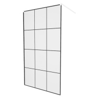 MEXEN/S - KIOTO samostatne stojaca sprchová zástena 100 x 200, transparent/čierny vzor 8 mm, bie
