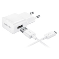 Sieťový nabíjací adaptér, 5V / 1550 mA, zásuvka USB s káblom microUSB, Samsung, biely, továrensk