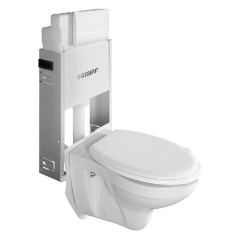 SAPHO - Závesné WC Taurus s podomietkovou nádržkou a tlačidlom Geberit, biela, WC-SADA-15