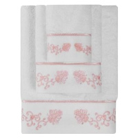 Soft Cotton Malý uterák Diara 30 × 50 cm, biely – ružová výšivka