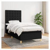 vidaXL Posteľný rám boxspring s matracom čierny 90x190 cm látka