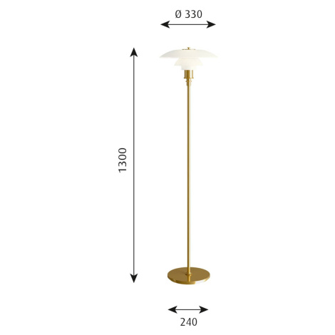 Louis Poulsen PH 3 1/2-2 1/2 stojaca lampa mosadz