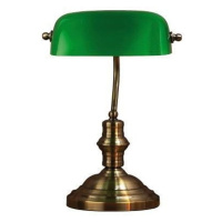 Stolová lampa v zelenej a mosadznej farbe Markslöjd Bankers, výška 42 cm