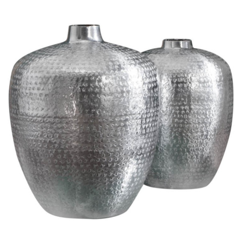 Estila Orientálny set dvoch kovových váz Retrivee so strieborným kladivkovým povrchom 33cm