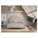 Ružová čalúnená jednolôžková posteľ s roštom 140x200 cm MOON – Vipack