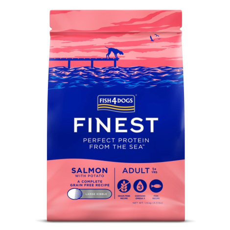 FISH4DOGS Granule malé pre dospelých psov Finest losos so zemiakmi 1,5kg, 1+