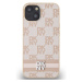 DKNY PU Leather Checkered Pattern and Stripe Zadný Kryt pre iPhone 13 Pink