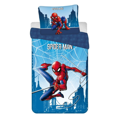 Modré bavlnené detské obliečky na jednolôžko 140x200 cm Spider-man "Blue" – Jerry Fabrics