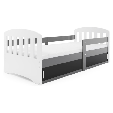 Expedo Detská posteľ CLASA + matrac, 80x160, biela/grafit/čierna