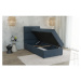 Tmavomodrá čalúnená jednolôžková posteľ s úložným priestorom s roštom 100x200 cm Lena – Ropez