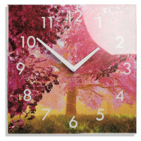 domtextilu.sk Dekoračné sklenené hodiny 30 cm s motívom rozkvitnutého stromu 57309