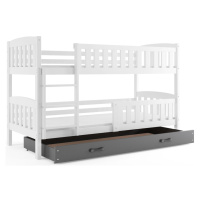 Expedo Poschodová posteľ FLORENT 2 + úložný priestor + matrac + rošt ZADARMO, 90x200 cm, biela, 