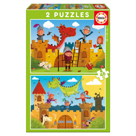 Educa detské puzzle Drak a Rytier 2x48 dielov 17151