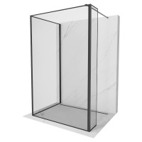 Mexen Kioto, 3-stenová sprchová zástena Walk-In Walk-in 90 x 90 x 40 cm, 8mm číre sklo čierny vz