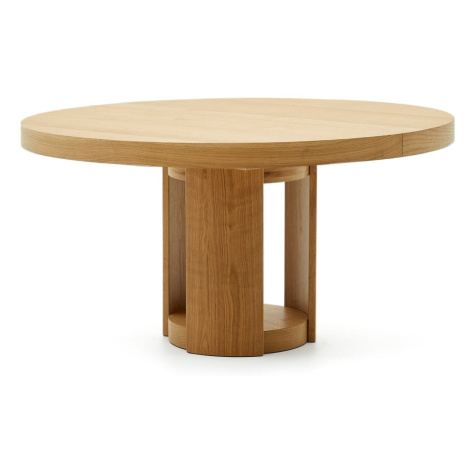 Okrúhly rozkladací jedálenský stôl s prídavnou doskou v dekore duba ø 150 cm Artis – Kave Home