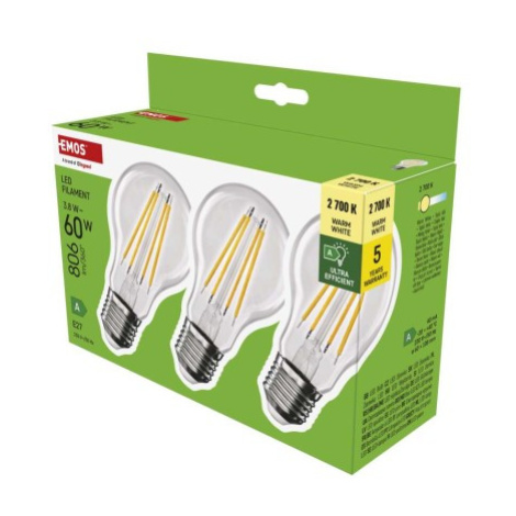 EMOS LED žiarovka Filament A60 / E27 / 3,8 W (60 W) /806 lm