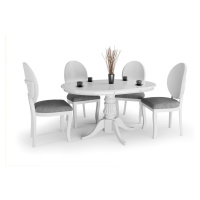 Rozkladací okrúhly jedálenský stôl Villian biely