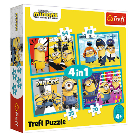 Trefl Puzzle 4v1 - Šťastný svet Mimoňov / Mimoni: Zloduch prichádza