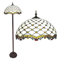 Stojacia lampa 5LL-6113 v Tiffany dizajne, biela