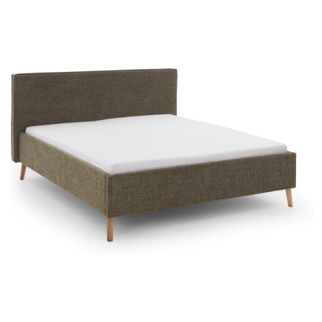 Tmavozelená čalúnená dvojlôžková posteľ s úložným priestorom s roštom 160x200 cm Riva – Meise Mö Meise Möbel
