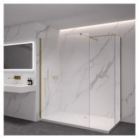 Cerano Onyx, sprchová zástena Walk-in, hranatá vzpera - zlatá kartáčovaná, ryhované sklo - 100x8