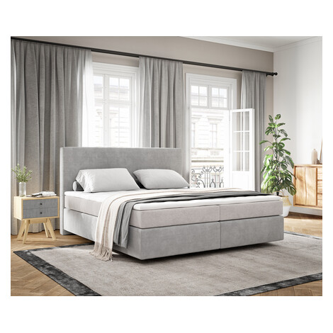 DELIFE Boxspring posteľ Dream-Well 180×200 cm manšester strieborno sivá s vreckovou pružinovou m