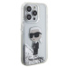 Karl Lagerfeld Liquid Glitter Karl Head Zadný Kryt pre iPhone 15 Pro Silver