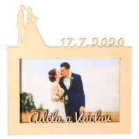 Drevený svadobný fotorámček s dátumom a menom - 10x15 cm