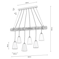 Závesná lampa Como, 6-plameňová, orech